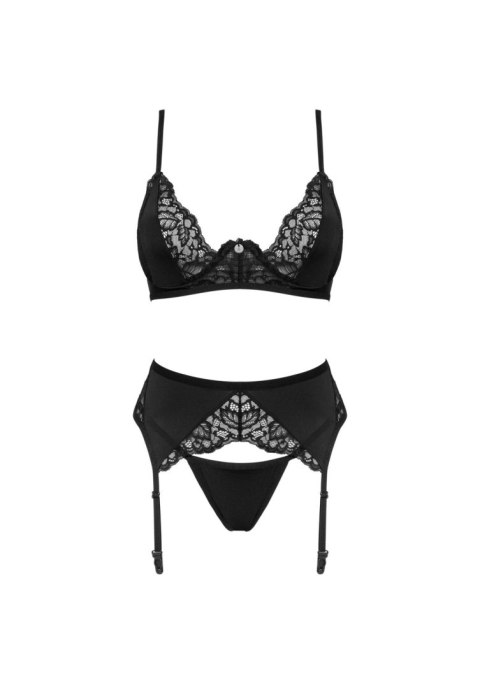 Komplet Bellastia Obsessive 3 częściowy czarny M/L