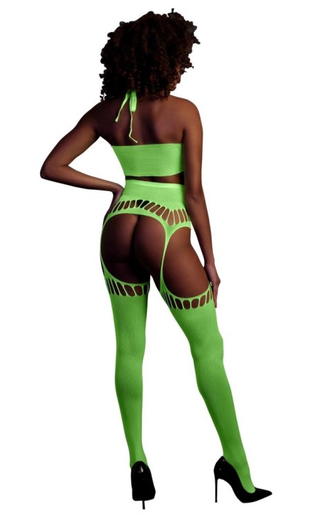 Komplet bielizny Ouch neonowy zielony UV XS/XL