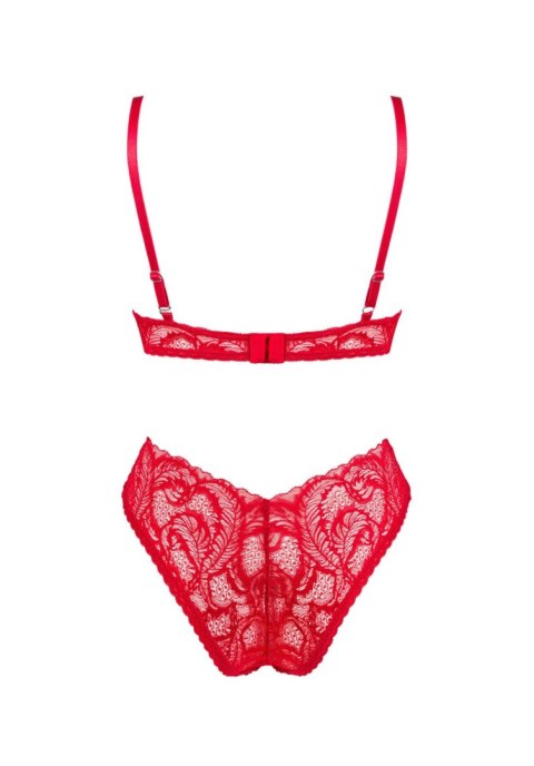 Komplet koronkowej bielizny asymetryczny Obsessive Atenica czerwony M/L
