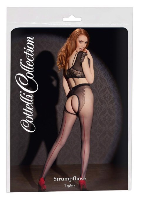 Rajstopy Cottelli LEGWEAR z otwartym kroczem i czerwonym szwem 20 den