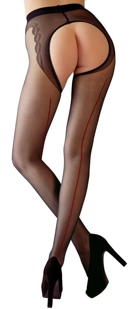 Rajstopy Cottelli LEGWEAR z otwartym kroczem i czerwonym szwem 20 den