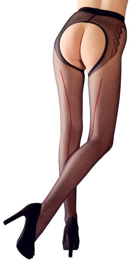 Rajstopy Cottelli LEGWEAR z otwartym kroczem i czerwonym szwem 20 den
