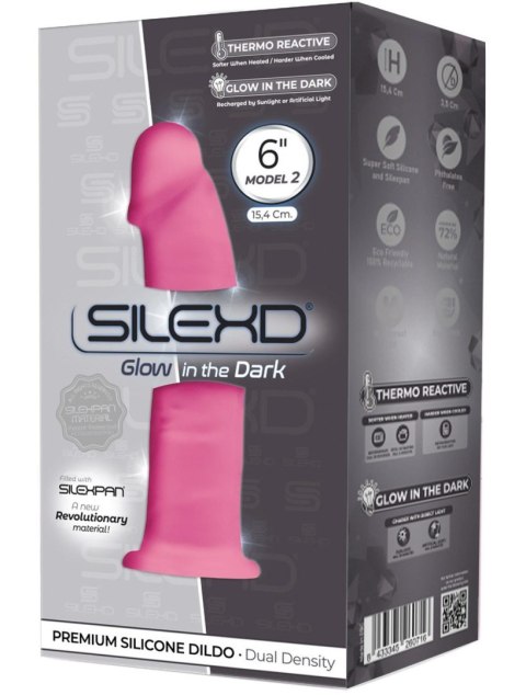 Realistyczne dildo silikonowe Silexd różowe świecące 15 cm