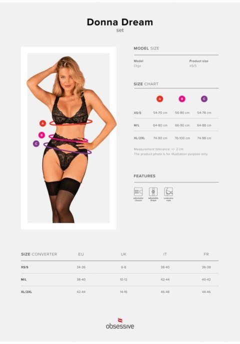 Trzyczęściowy komplet Obsessive Donna Dream czarny M/L