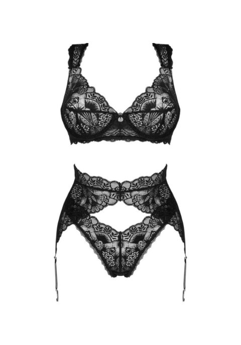 Trzyczęściowy komplet Obsessive Donna Dream czarny XS/S