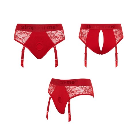 Uprząż koronkowa Diva Strap-on-me czerwona XL