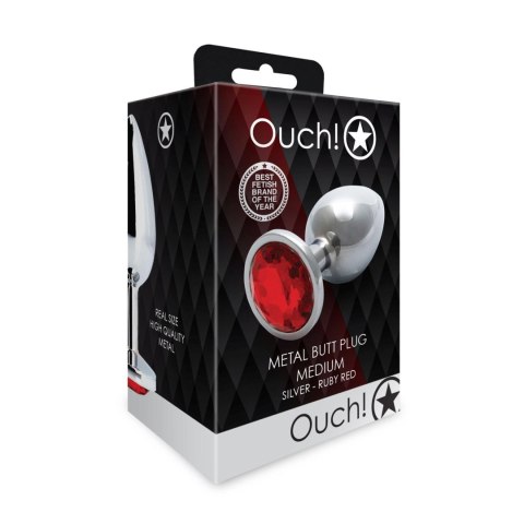 Aluminiowy korek analny z klejnotem Ouch średni 7 cm