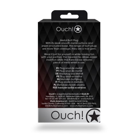 Aluminiowy korek analny z klejnotem Ouch średni 7 cm