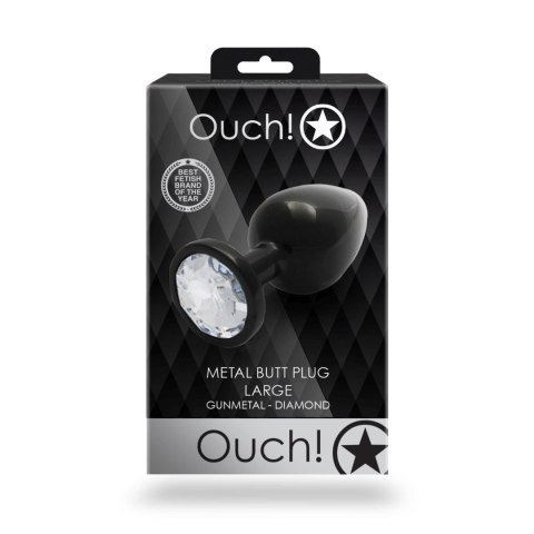 Duży korek analny z okrągłym klejnotem Ouch! 8 cm