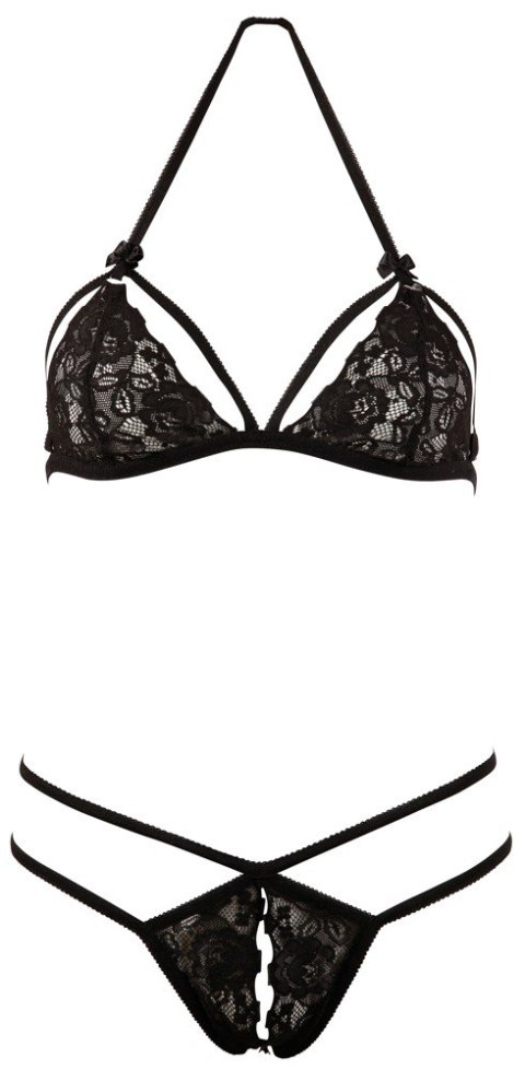 Komplet koronkowy Cottelli LINGERIE czarny S