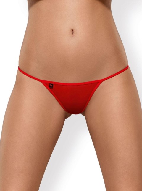 Stringi Luiza Obsessive transparentne z kwiatową koronką czerwone S/M