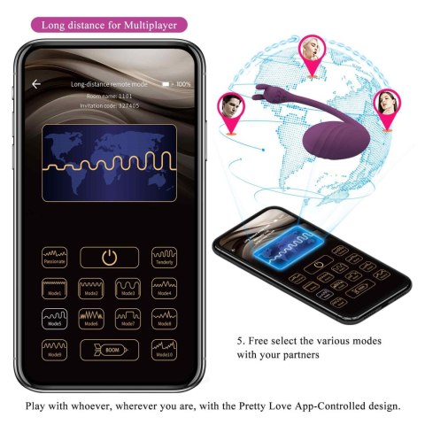 Jajeczko wibracyjne Pretty Love Catalina 12 funkcji aplikacja USB