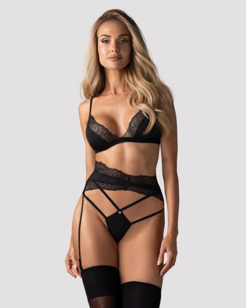 Komplet bielizny Obsessive Lobellis czarny M/L