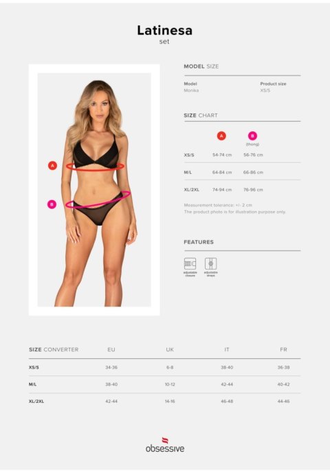 Komplet bielizny erotycznej Latinesa Obsessive czarny M/L