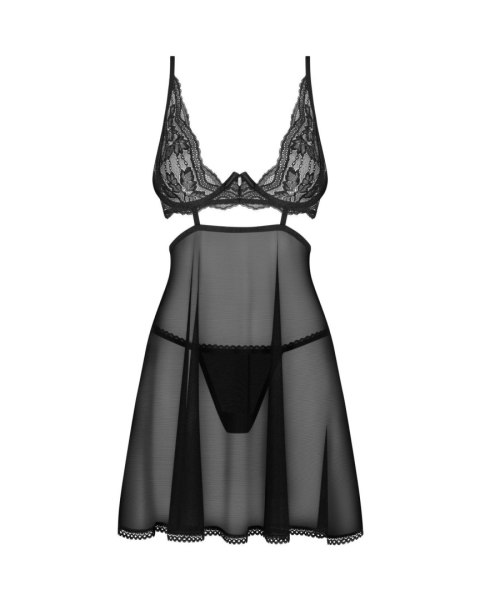 Babydoll koronkowy transparentny z fiszbinami i stringami Obsessive XL 2XL
