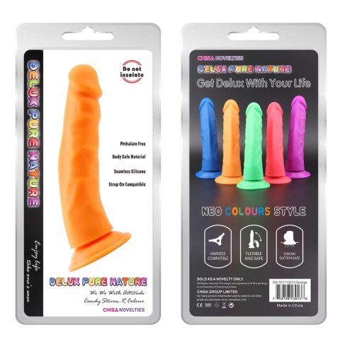 Dildo silikonowe Steven.R pomarańczowe z przyssawką 22 cm