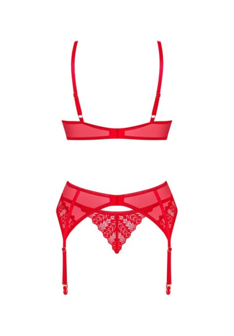 Komplet bielizny erotycznej koronkowy Obsessive Ingridia czerwony M/L
