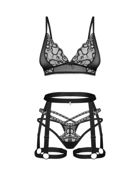 Komplet bielizny z uprzężą Blomentis Obsessive czarny M/L