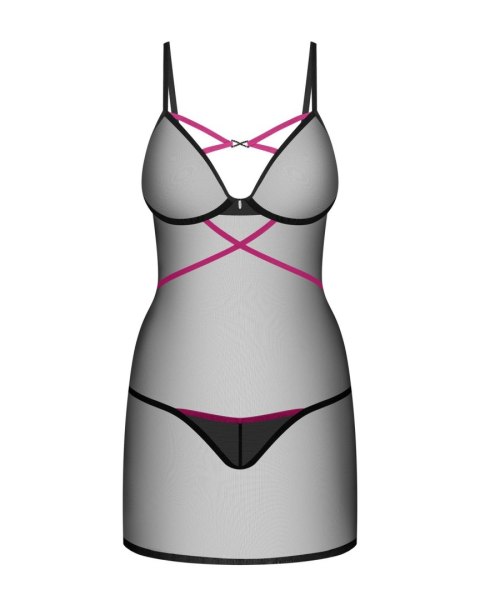 Novenes prześwitująca koszulka i stringi Obsessive czarne XL/2XL