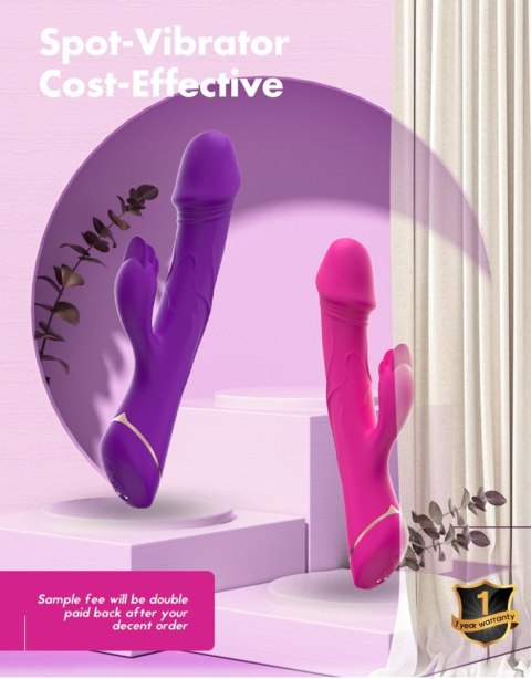 Wibrator króliczek Rubberco silikonowy różowoczerwony 9 wibracji