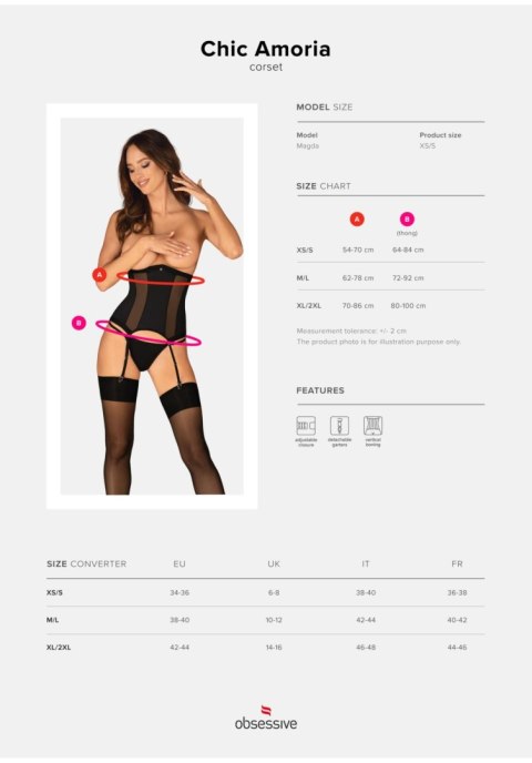Gorset i stringi Obsessive Chic Amoria czarny XL 2XL