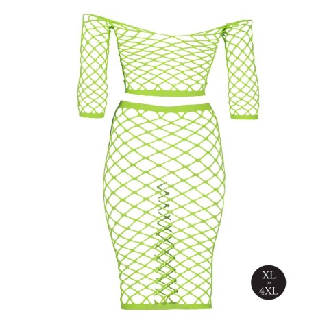 Neonowy komplet bielizny Ouch top z rękawem i spódnica XL XXXXL