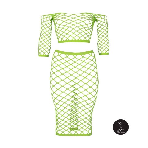 Neonowy komplet bielizny Ouch top z rękawem i spódnica XL XXXXL