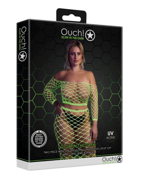 Neonowy komplet bielizny Ouch top z rękawem i spódnica XL XXXXL