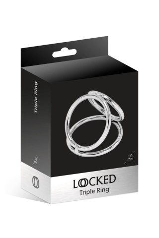 Pierścień erekcyjny Triple Ring Locked stal nierdzewna 50 37 45 mm