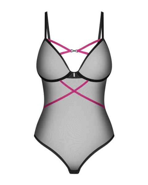 Body erotyczne Novenes Obsessive czarne z cyrkoniami XL 2XL