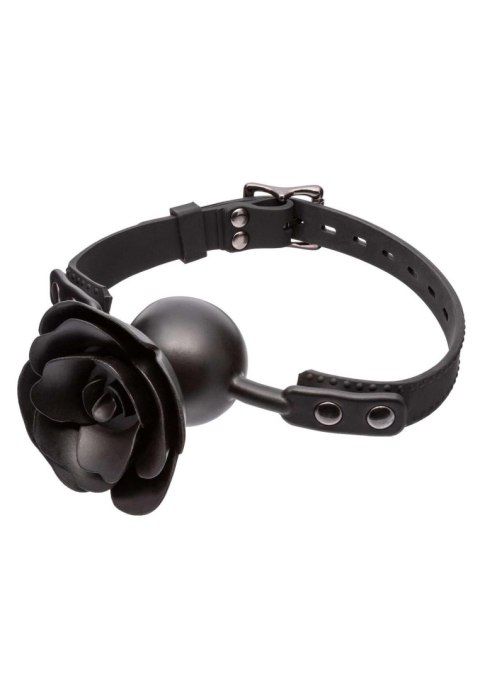 Knebel kulkowy z zdejmowaną różą Calexotics czarny silikonowy 4,5 cm