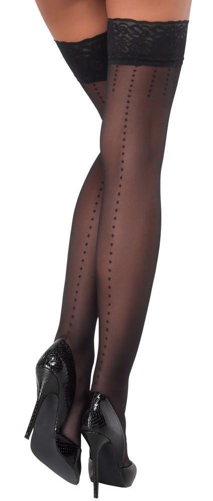 Pończochy samonośne Cottelli LEGWEAR w kropki czarne 20 den
