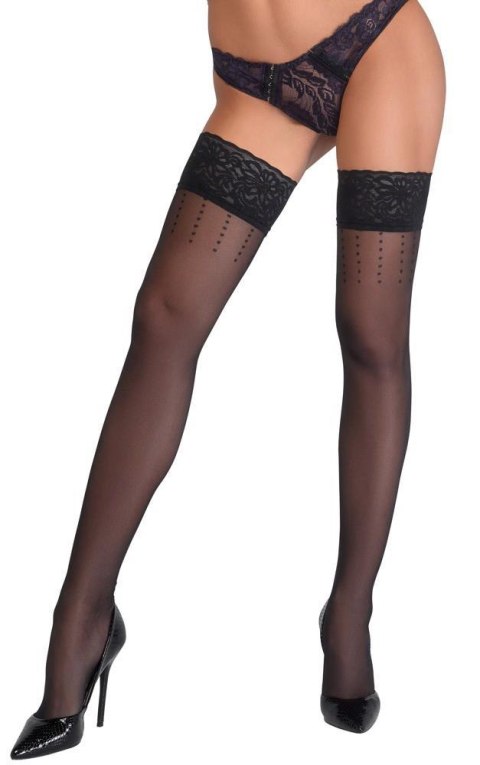 Pończochy samonośne Cottelli LEGWEAR w kropki czarne 20 den