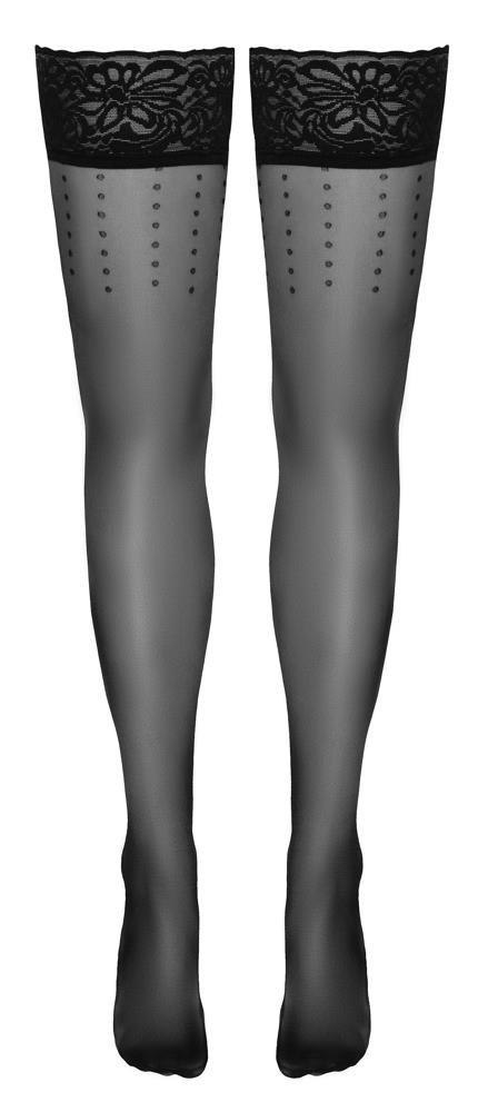 Pończochy samonośne Cottelli LEGWEAR w kropki czarne 20 den