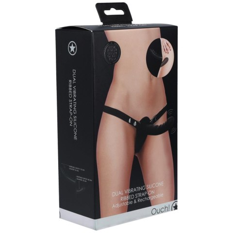 Strap-on podwójnie wibrujący Ouch! silikonowy regulowany czarny