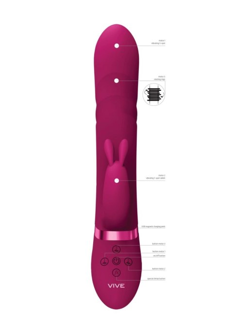 Wibrator króliczek Nari Vive z obrotowymi koralikami różowy silikonowy USB