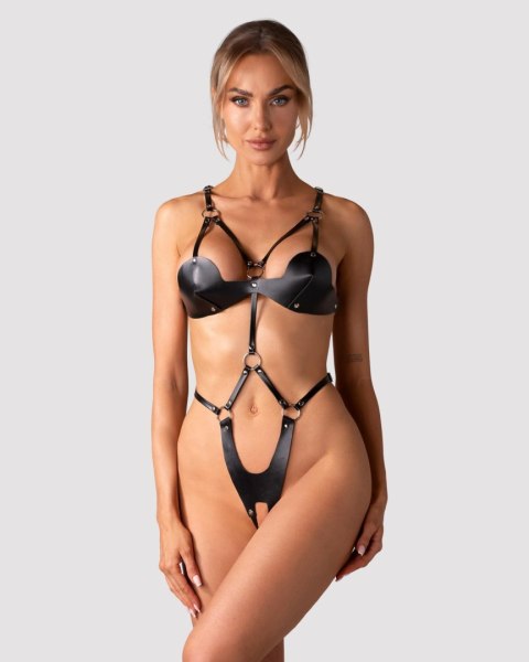 Body skórzane otwarte Obsessive czarne S/M/L