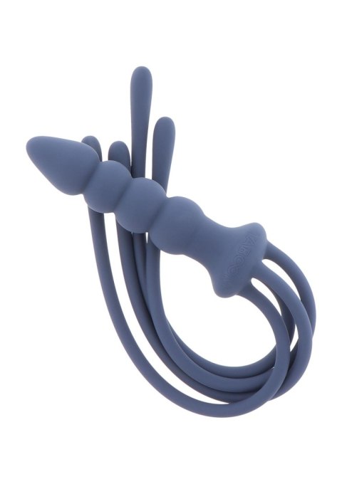 Silikonowy pejcz z korkiem analnym Taboom niebieski 38 cm