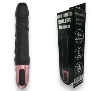 Wibrator realistyczny Driller De Luxe Power Escorts czarny USB 21 cm