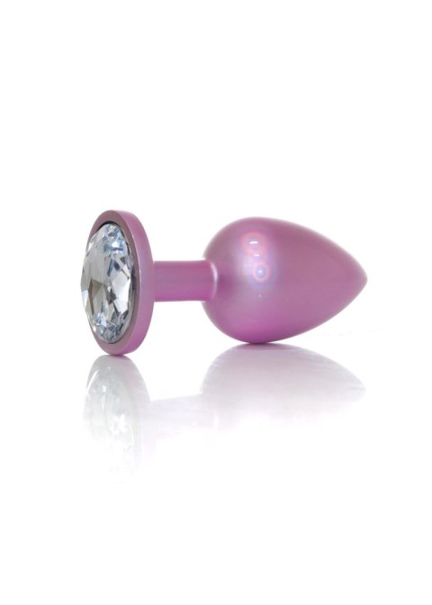 Stalowy korek analny z diamentem różowy HeavyFun 9 cm