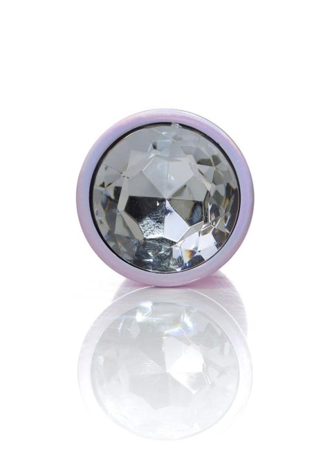 Stalowy korek analny z diamentem różowy HeavyFun 9 cm