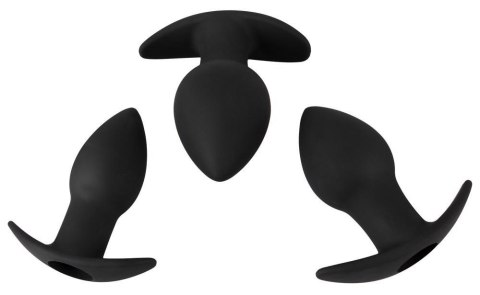 Zestaw plugów analnych wibrujących Black Velvets silikonowy USB 3 sztuki