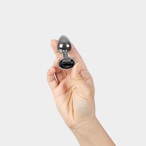 Korek analny metalowy Secret Play z kryształem czarny 7 cm