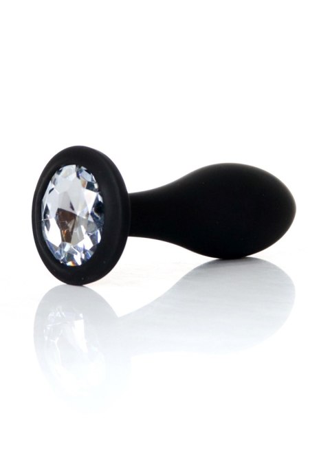 Korek analny silikonowy transparentny z diamentem L 10.5 cm