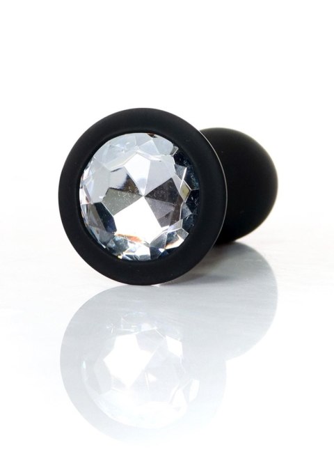 Korek analny silikonowy transparentny z diamentem L 10.5 cm