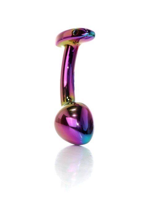 Korek analny stalowy HeavyFun wielokolorowy zakrzywiony 9 cm