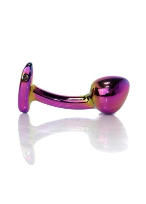 Korek analny stalowy HeavyFun wielokolorowy zakrzywiony 9 cm