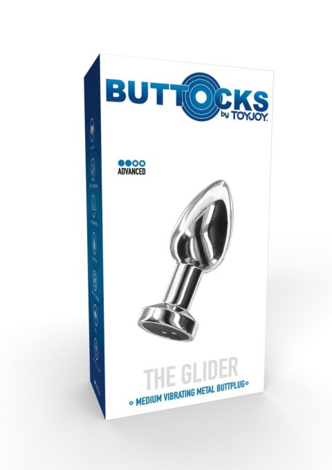 Korek analny wibrujący The Glider ToyJoy srebrny stalowy 8,5 cm USB