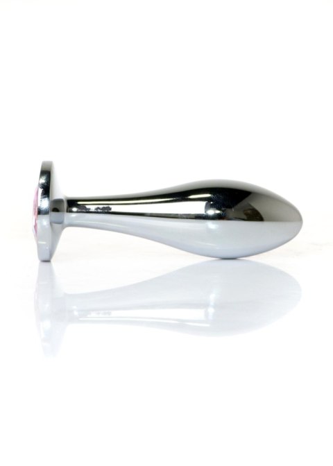 Korek analny ze stali nierdzewnej z diamencikiem HeavyFun srebrny 9 cm