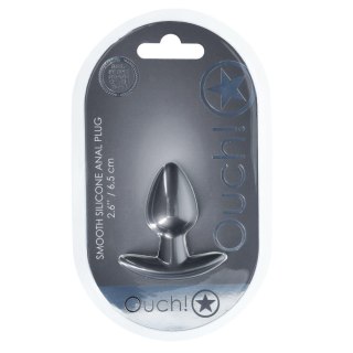 Mały korek analny silikonowy Ouch! metaliczny 6,5 cm